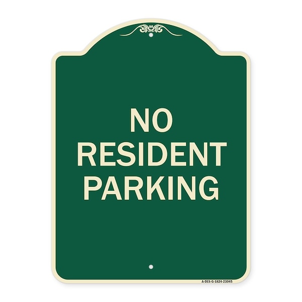 Signmission Reserved Parking No Resident Parking Heavy-Gauge Aluminum Sign, 24" x 18", G-1824-23045 A-DES-G-1824-23045 - main